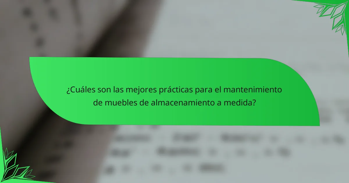 ¿Cuáles son las mejores prácticas para el mantenimiento de muebles de almacenamiento a medida?