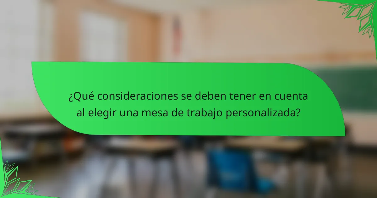 ¿Qué consideraciones se deben tener en cuenta al elegir una mesa de trabajo personalizada?